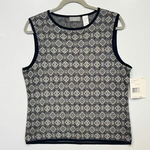 Liz‎ Claiborne Collection Silk Sleeveless Top Geometric Pattern L